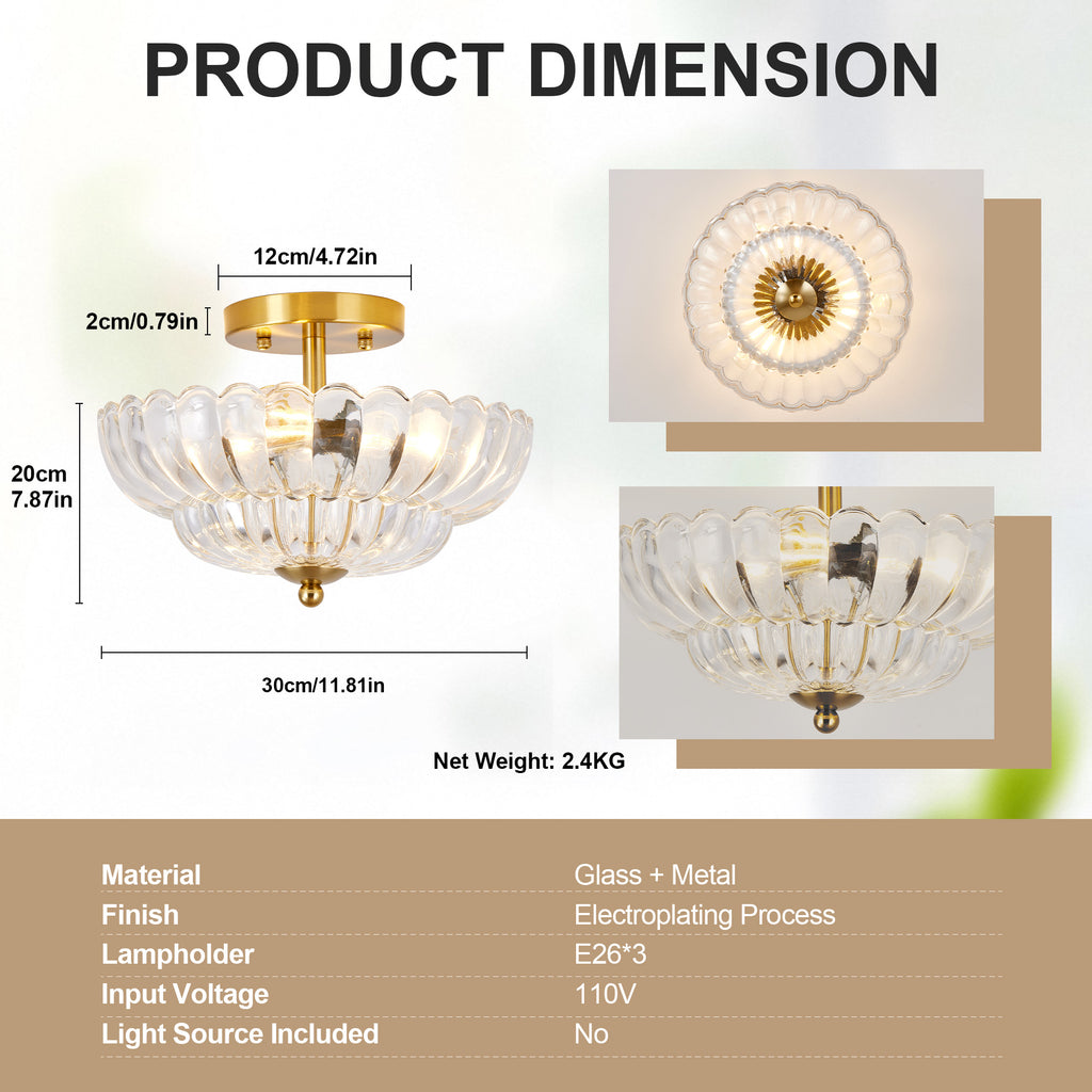 11.8 pouces Semi Flush Mount Plafond lumière