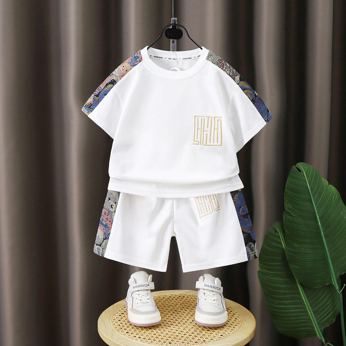 Embroidered Short-Sleeved Shorts Set for Children