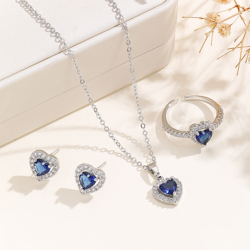 Collier de chaîne de clavicule de coeur Zircon doux et Edgy