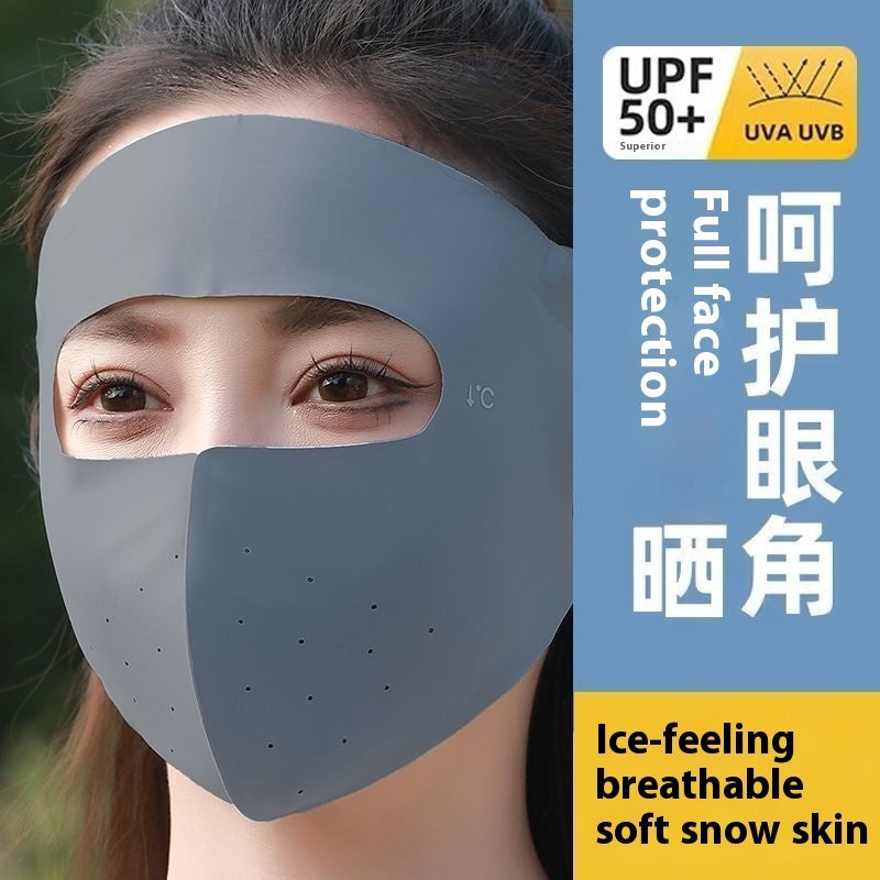 Ice Silk Sunscreen Masque Femme Neck Protection Intégré Trou respirant