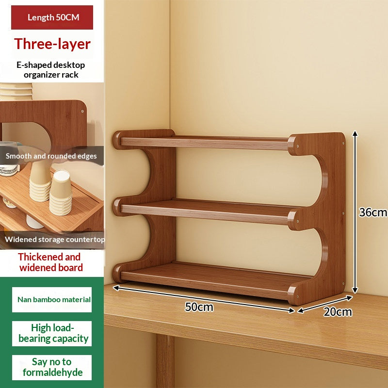 Bureau Bogu plateau Mini multi-tier Bamboo Ensemble d'affichage rack de stockage Organisateur pour thé C
