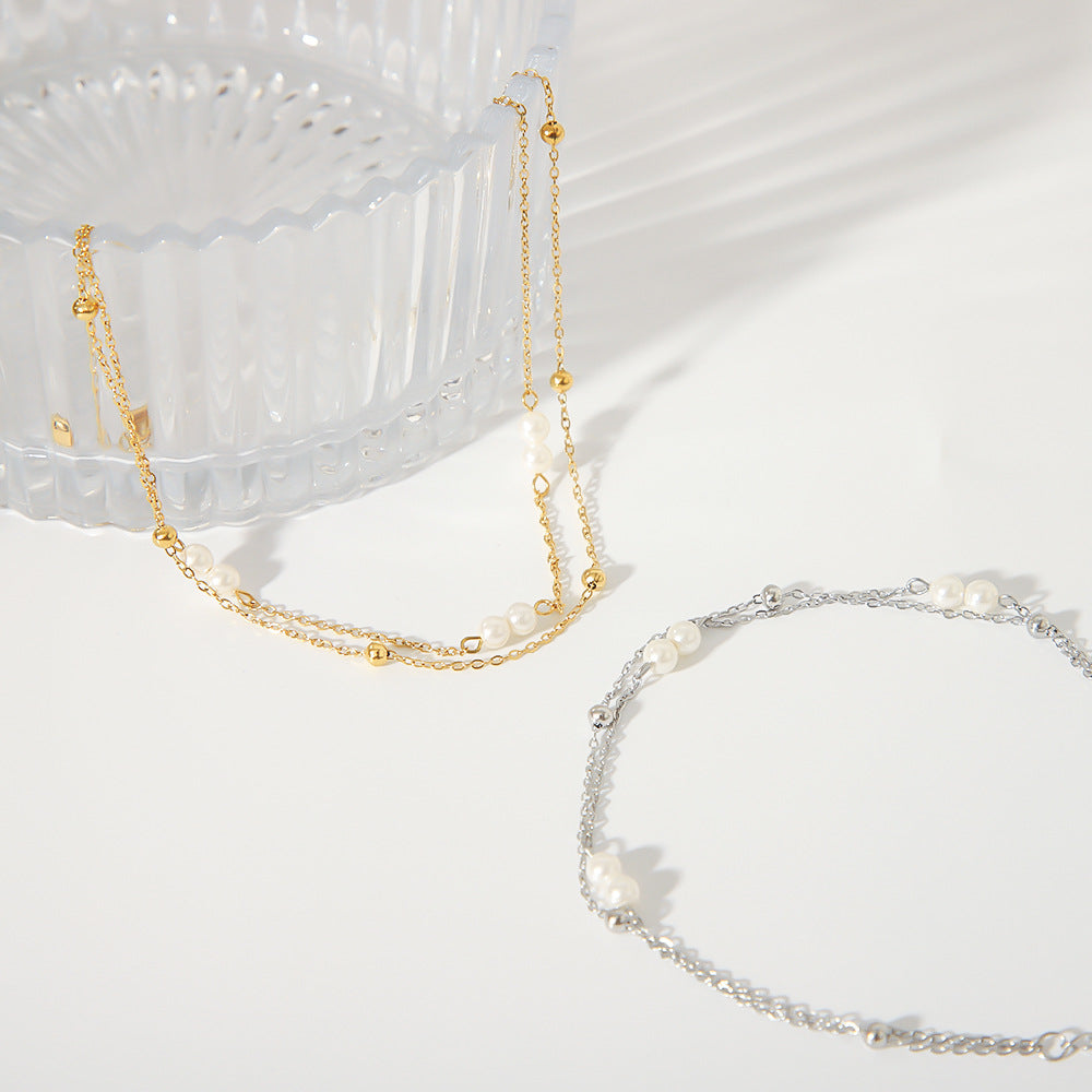 Femmes Double-Layer Créative Perle Multi-Strand Anklet