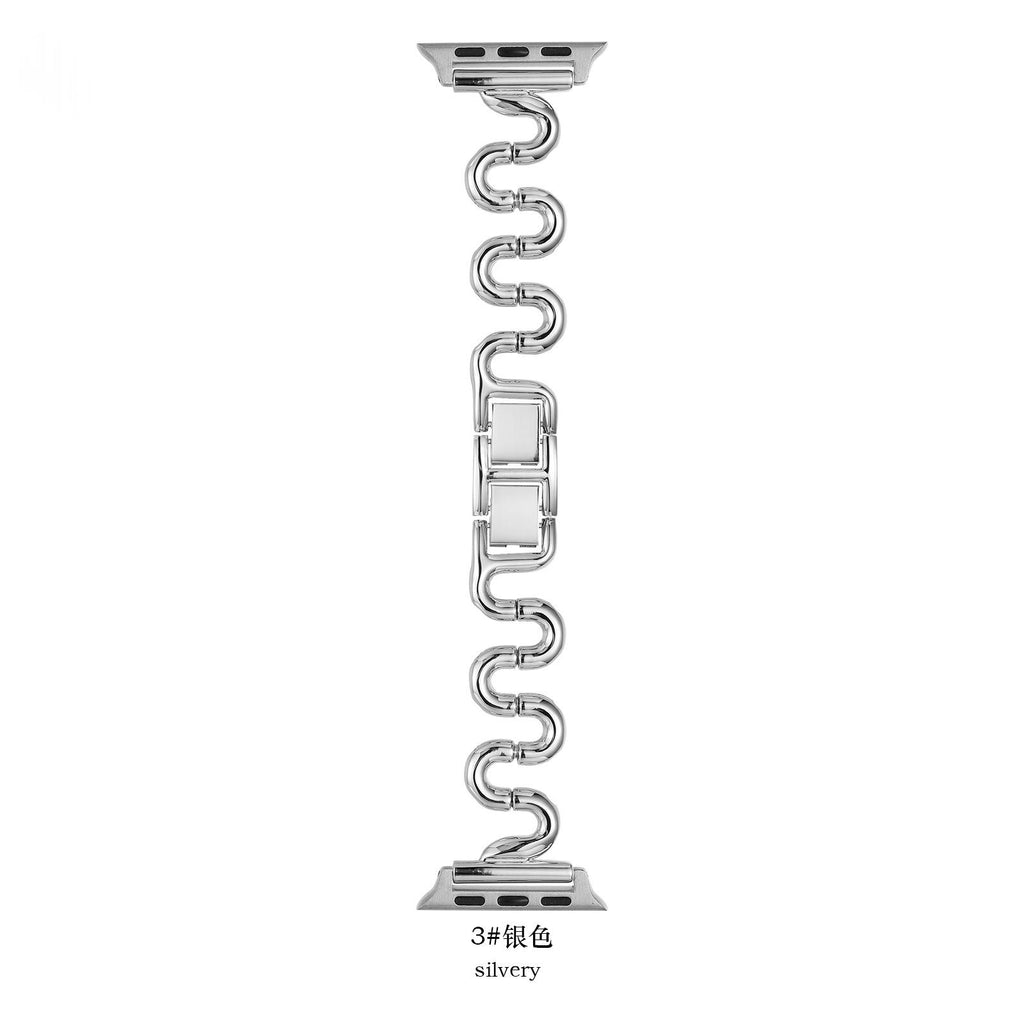 Bande de montres intelligentes Bent Metal Bracelet en forme de S