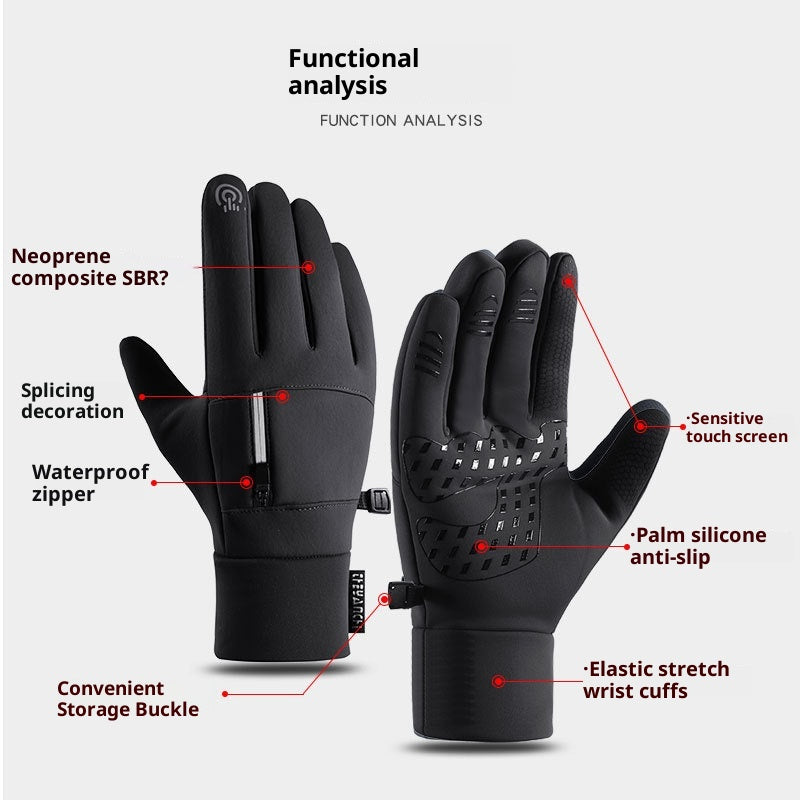 Gants de vélo pour hommes Q803 Flèche polaire doublée de polaire résistant à l'usure