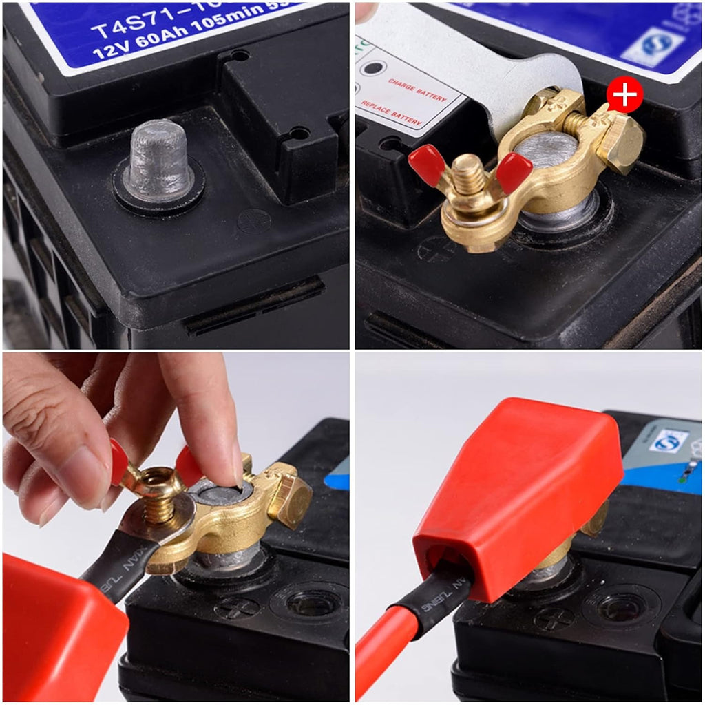 Battery terminal with red and green washers