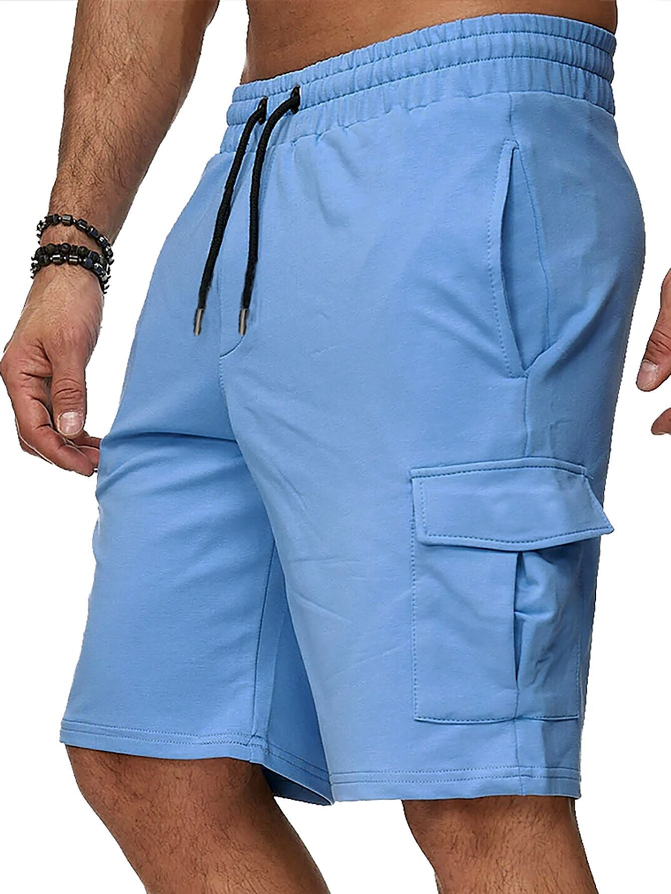 Short de sport homme de plus de taille Multi-pocket Short de fitness Pantalon sport casual