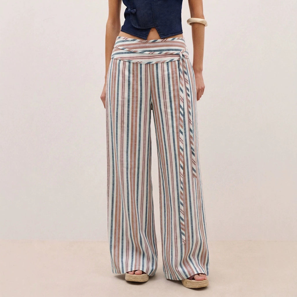 Pantalons rayés avec un ajustement doux et confortable large jambes