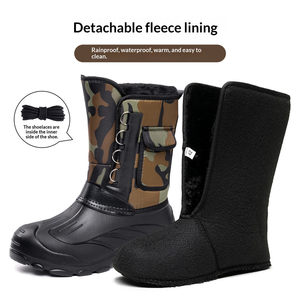 Bottes de neige hautes et épaisses, doublées de polaires d'hiver pour hommes