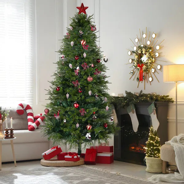 7.5 FT Arbre de Noël artificiel avec bricolage 400 lumières LED blanches chaudes