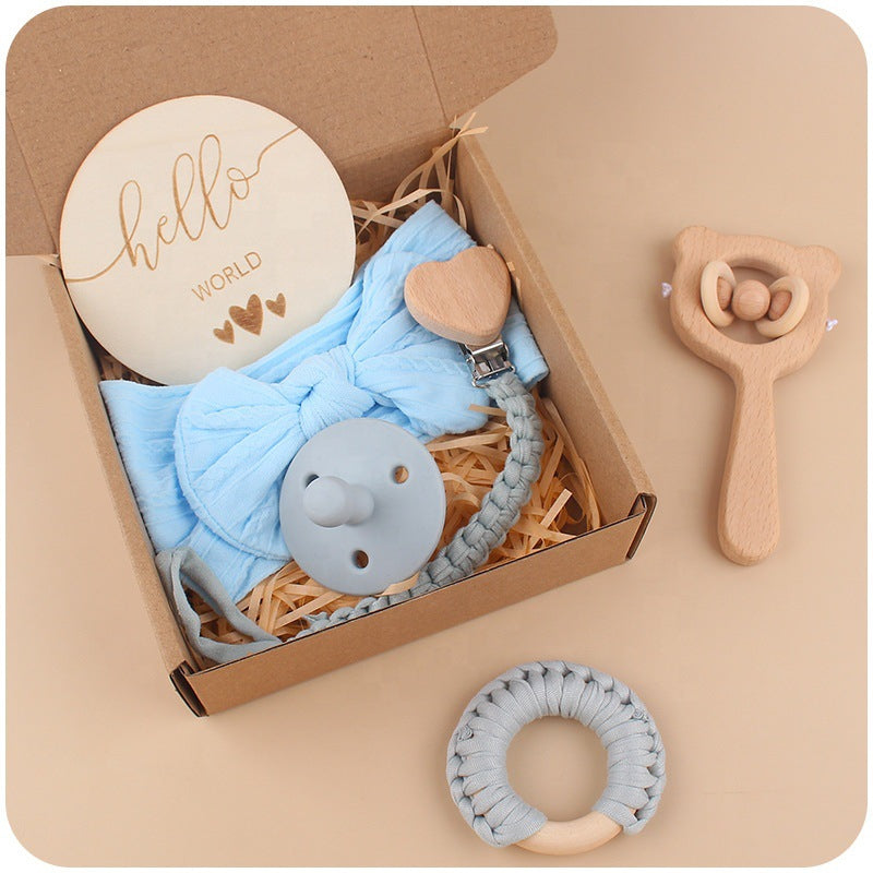 1 Set Nipple Clip Chain Coton Dentition Salive Serviette Fourche de lapin Oreilles en bois