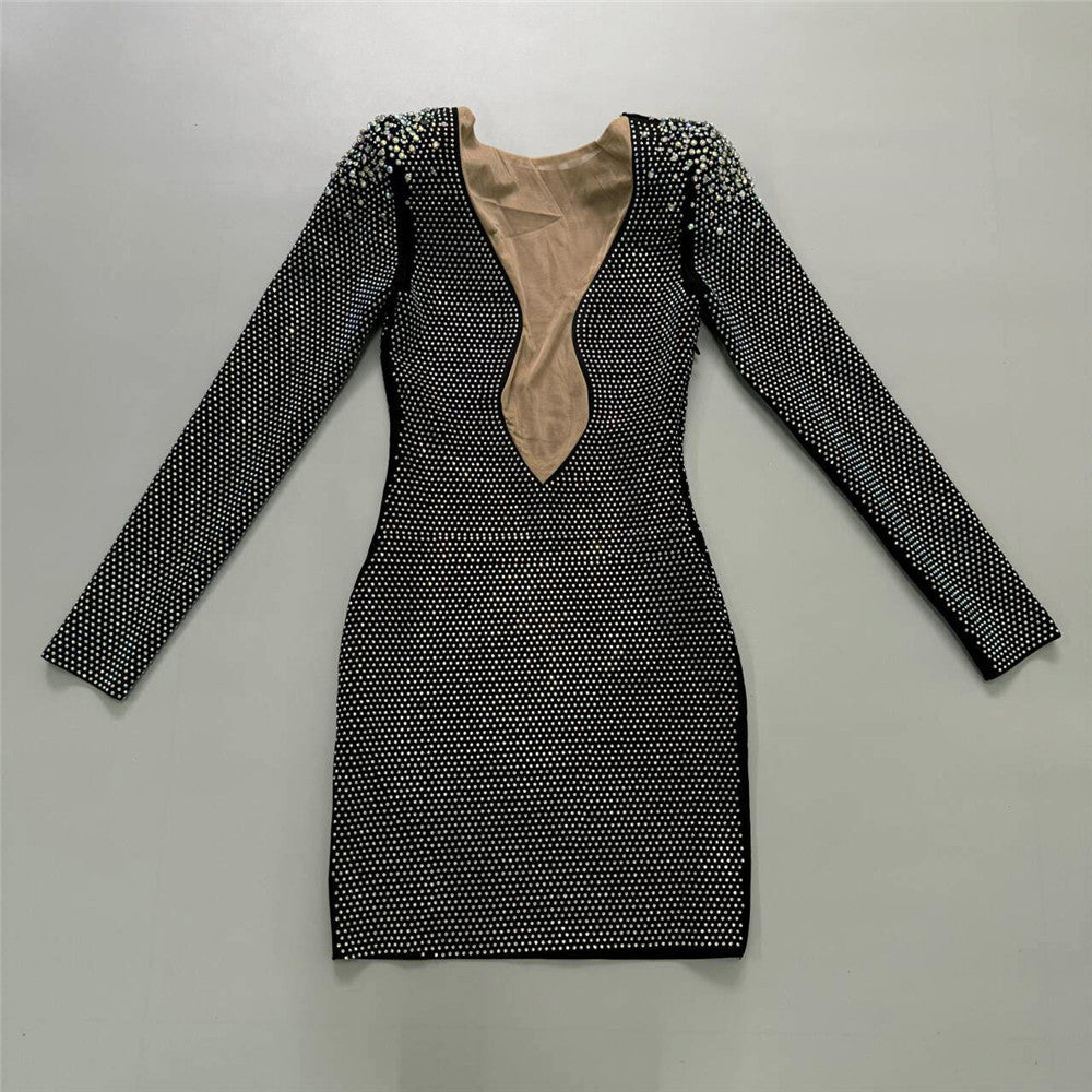 Sexy Strass Bandage Une seule pièce Robe transfrontalière Commerce extérieur Sexy Tight
