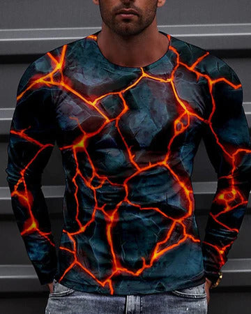Manches longues hommes T-Shirt en bas Col rond