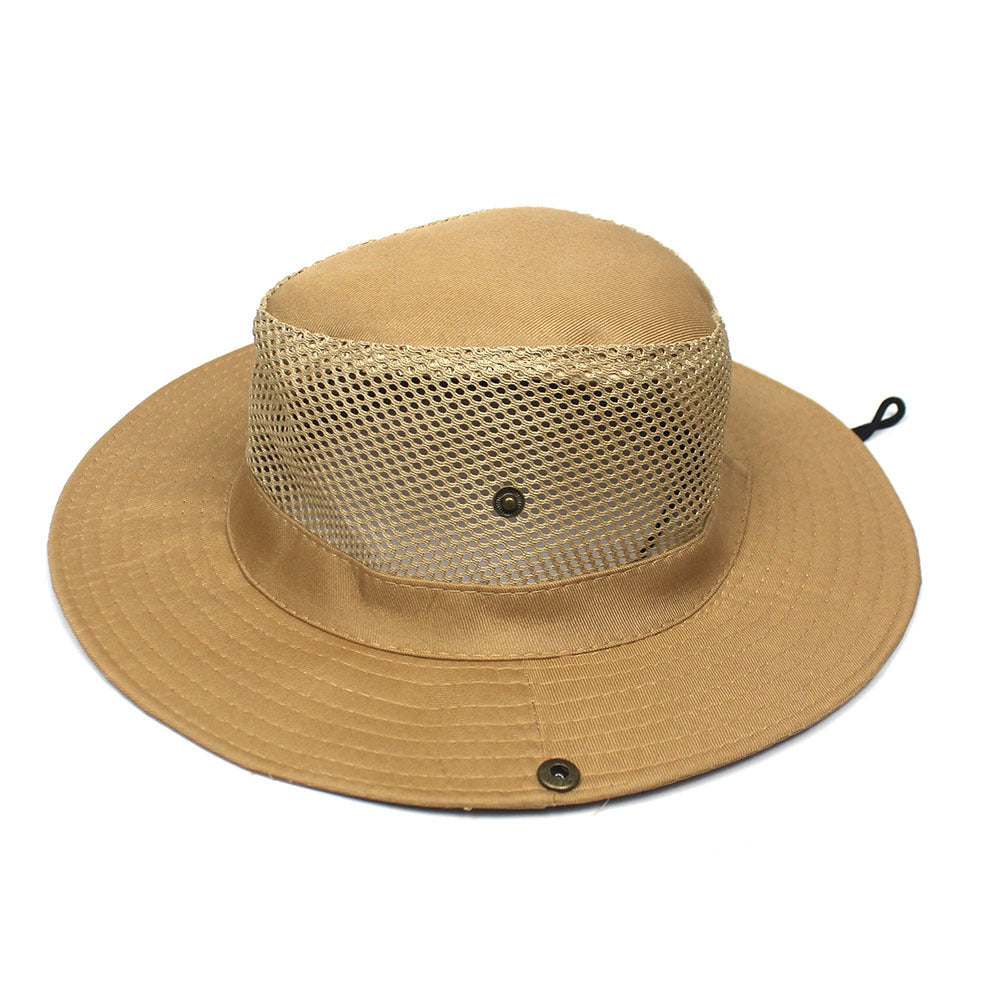 Patchwork Mesh Breathable Bucket Hat Pêche Cyclisme Windproof Protection solaire pliable