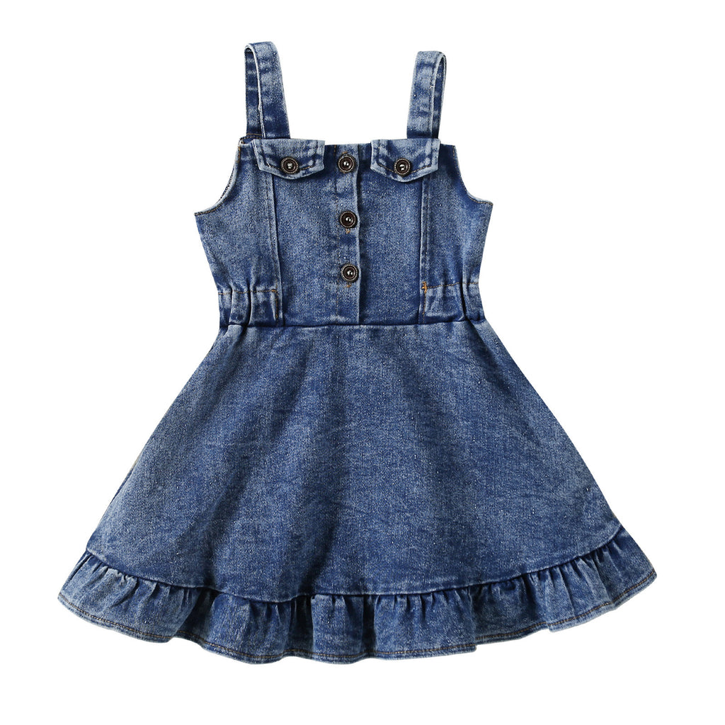 Bébé bébé fille Vêtements pour enfants Strap Robe de denim