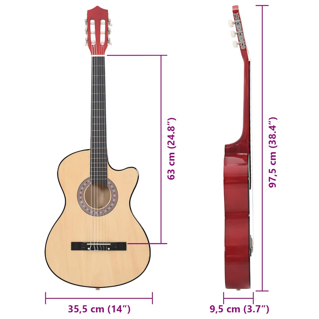 Set de guitare Western 12 pièces Cutaway acoustique avec 6