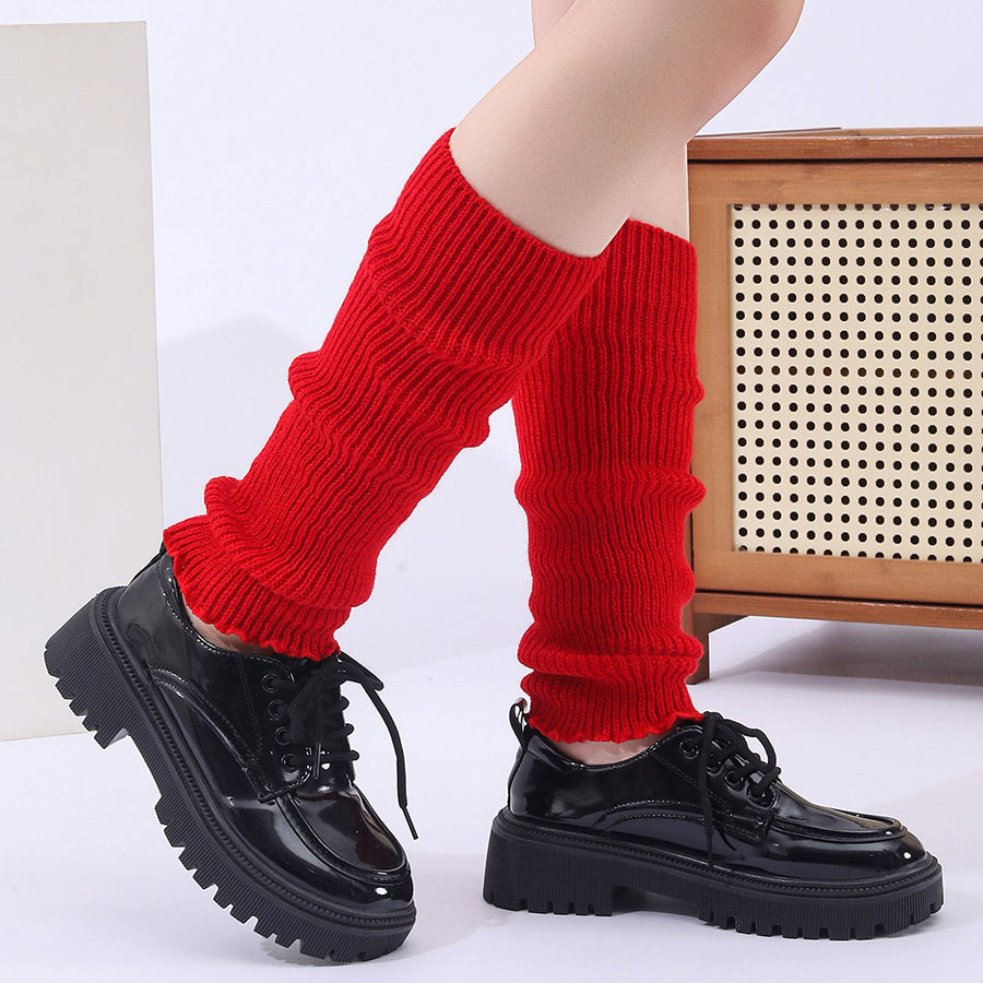 Hiver Mode Ribbed Knitted Vente Harajuku Neon Chaussettes longues Hiver Botte Gaiters Clubwear W