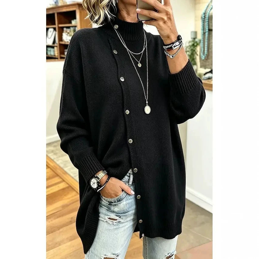 Manteau à col roulé boutonné