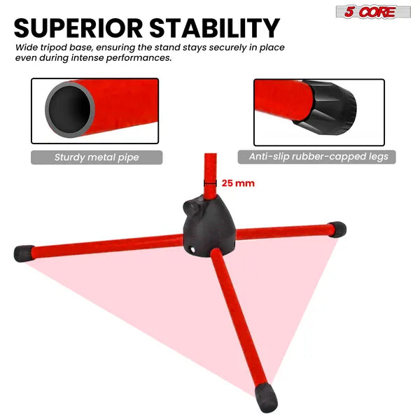 5 Core Mic Stand 2Pcs Plancher Hauteur réglable Tripod Microphone Stands W Télescoping Boom