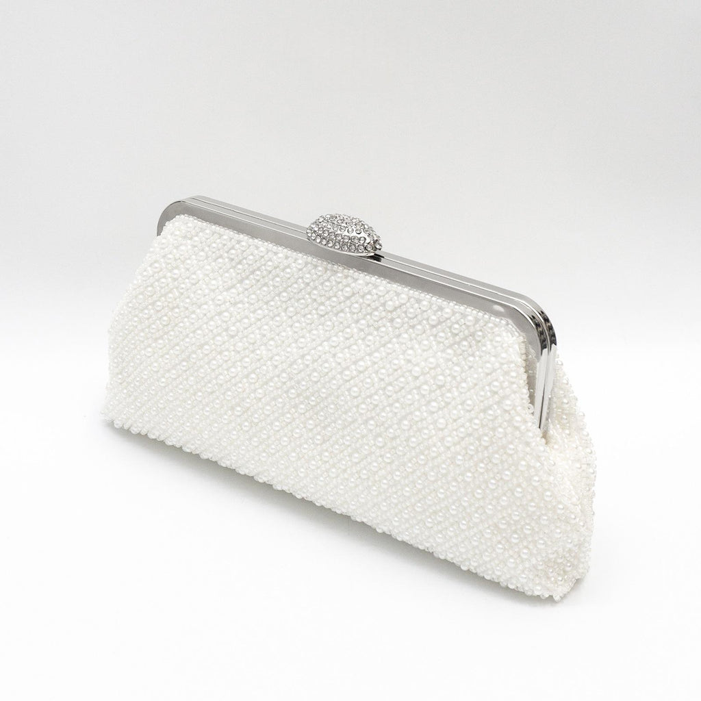 Sac d'embrayage en perles fines de couleur unie