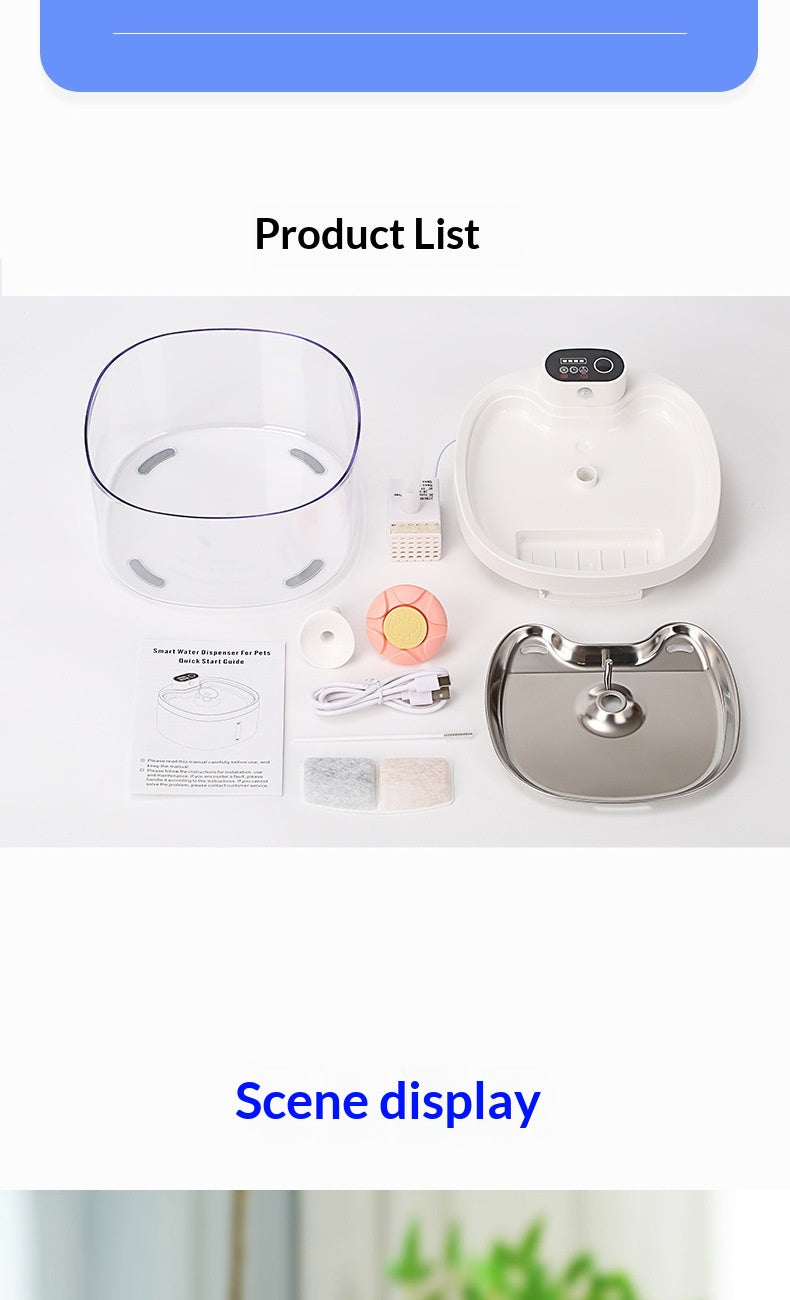 Fontaine d'eau pour animaux de compagnie filtrée par circulation intelligente