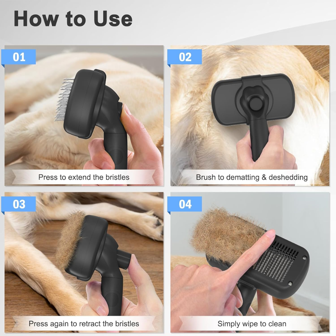 Brosse à linge auto-nettoyante - Outil de grooming pour chiens