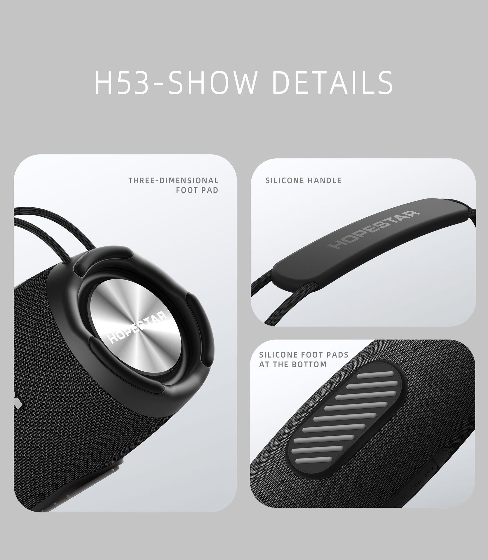 H53 Haut-parleur Bluetooth sans fil étanche Portable Outdoor Rugby Portable Haute Puissance Doubl