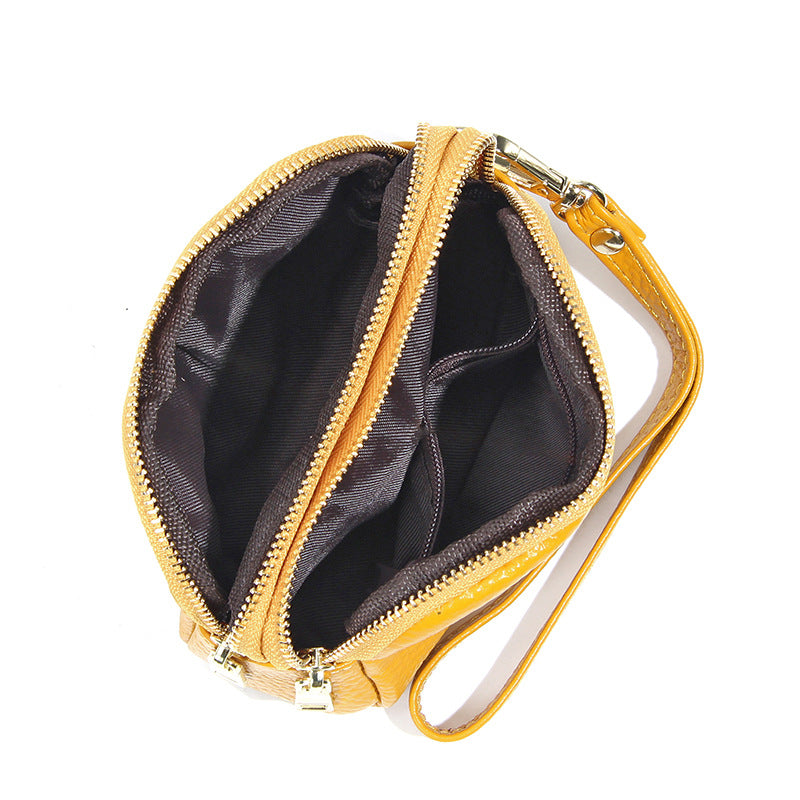 Minimalist Mini poche en cuir avec trois fermetures à glissière