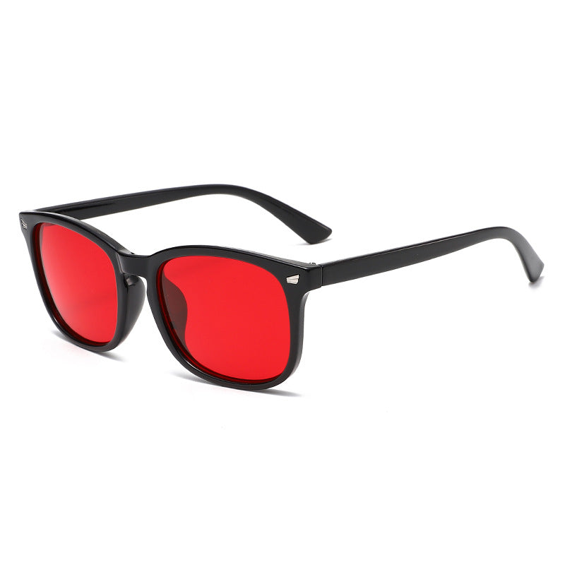 Lunettes de soleil à la mode à cadre carré de protection UV Lensed rouge