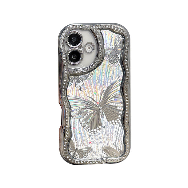 Epoxy Electroplating All-inclusive Laser Butterfly Diamond Edge Phone Case