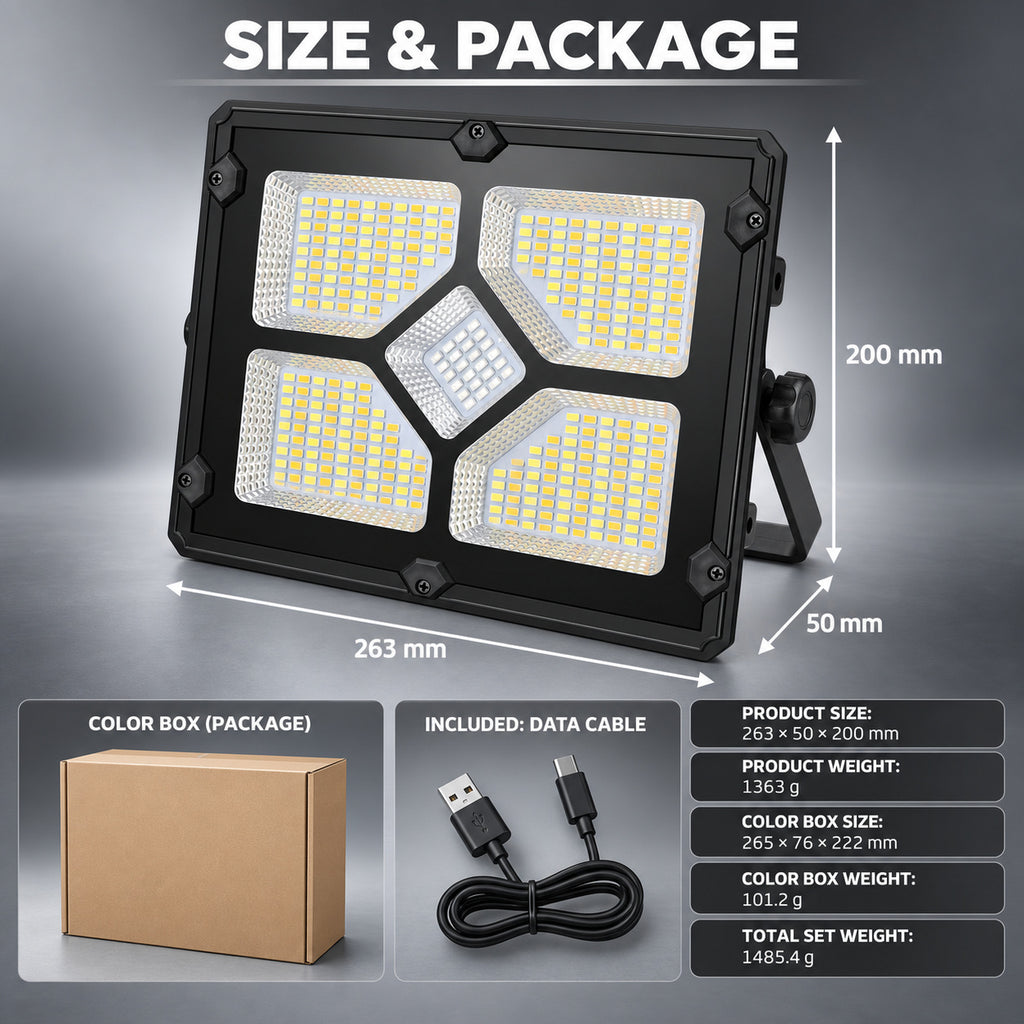 Afficheur de batterie rechargeable alimenté par l'énergie solaire Type C LED Lumière W885 1 Bleu rouge variable