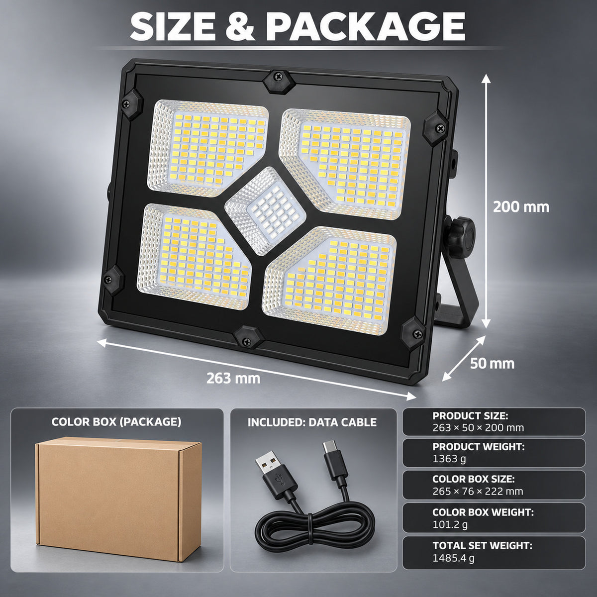 Afficheur de batterie rechargeable alimenté par l'énergie solaire Type C LED Lumière W885 1 Bleu rouge variable