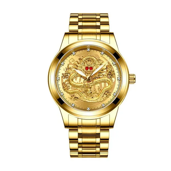 Cadeau d'affaires imperméable à l'or pour hommes Diamond Montre Quartz Classic en acier inoxydable