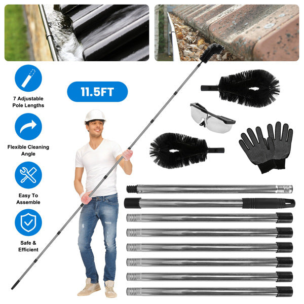10.5FT brosse de nettoyage de gouttière avec poignée télescoping gouttière de pluie gouttière extensible