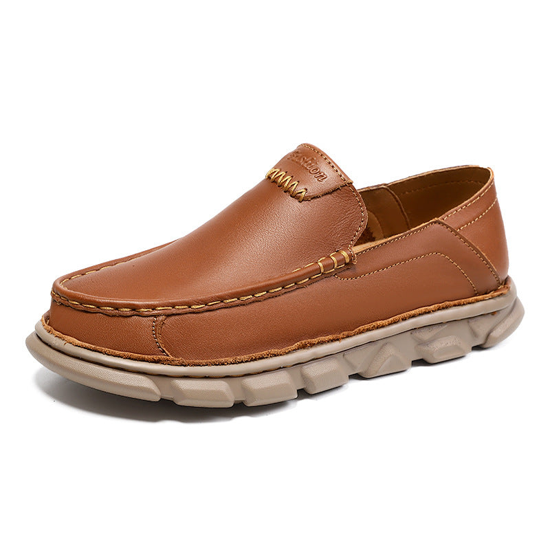 Casual leather shoes with a flexible sole