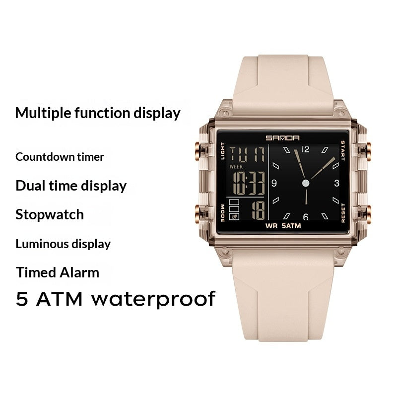 Montres de sport carrées avec écran électronique étanche