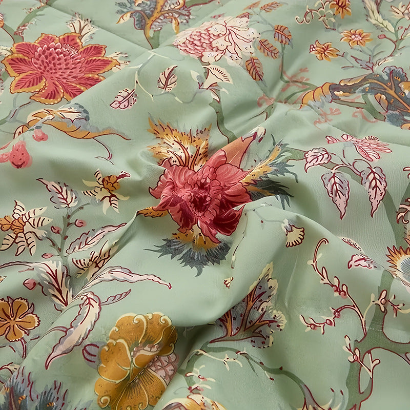 Couvercle de couette et ensemble de draps pour literie en coton fleur de quatre pièces