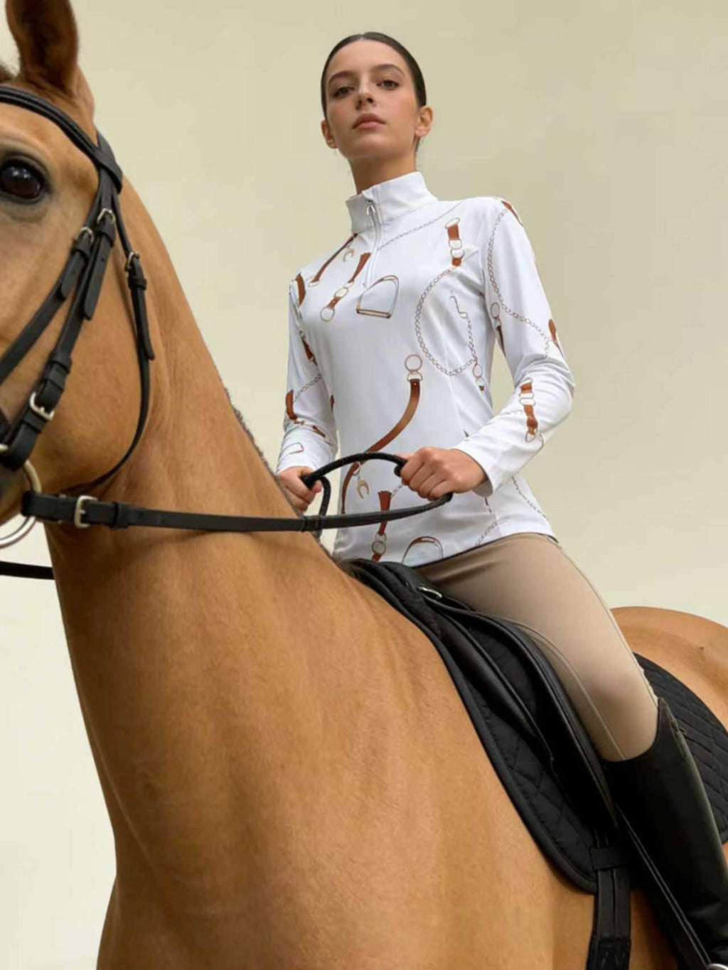 Chemise équestre à manches longues de printemps pour femmes