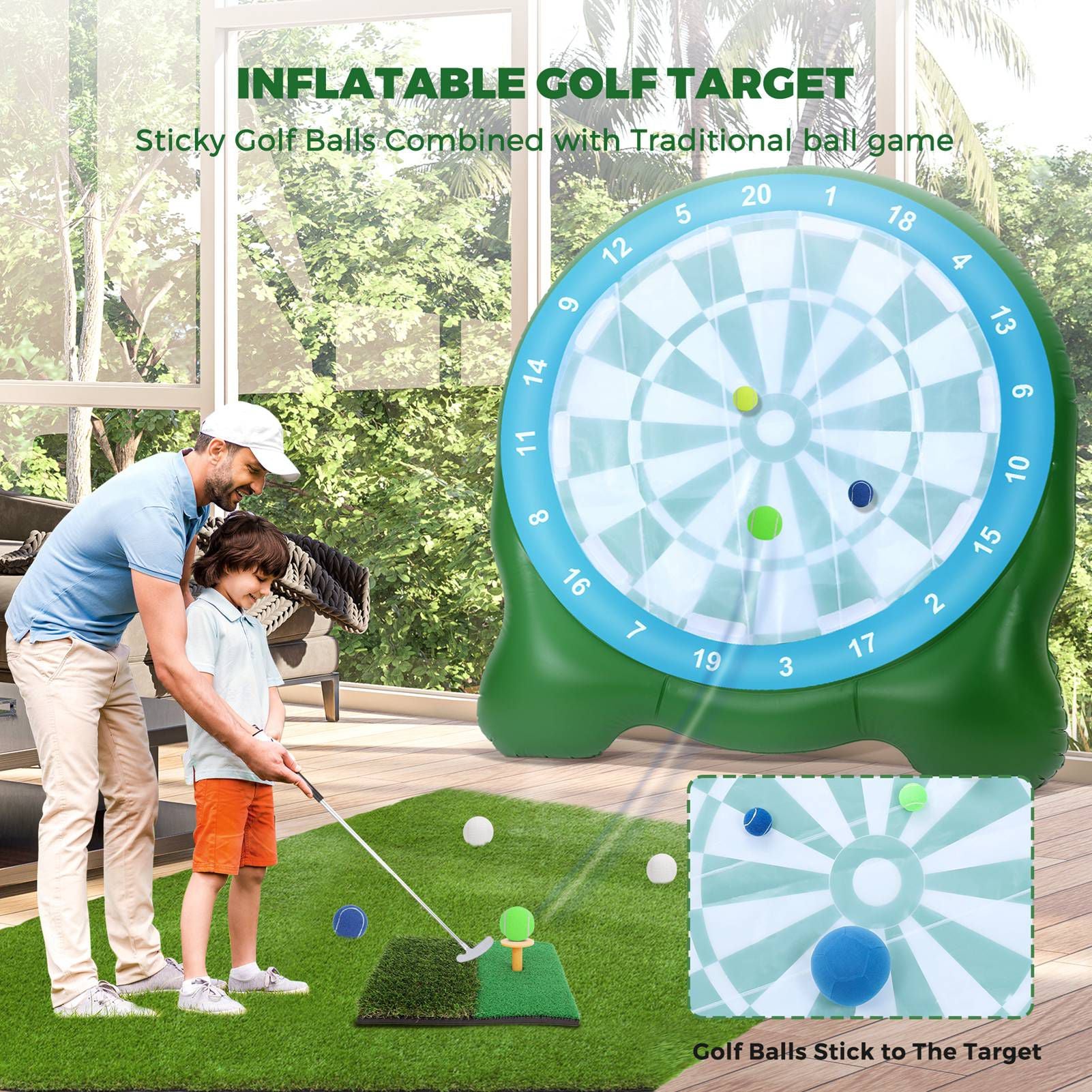 Tapis d'entraînement de golf vert anti-dérapant anti Tearing 5x4ft Hitting Pratique tapis de golf pour in