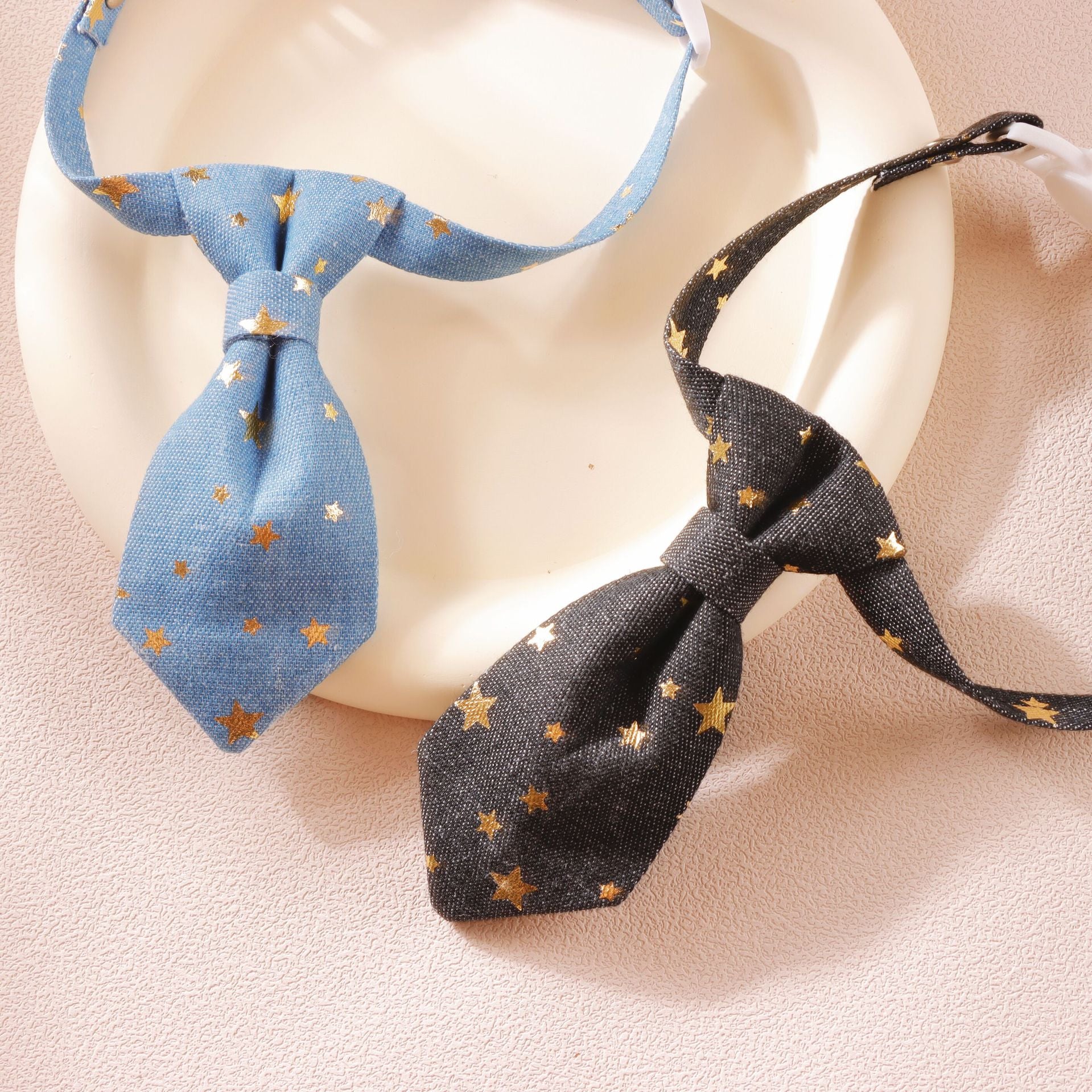 Collier de chien Designer pour petits chiens moyens Long Tie Golden Star Cou de fantaisie porter réglable