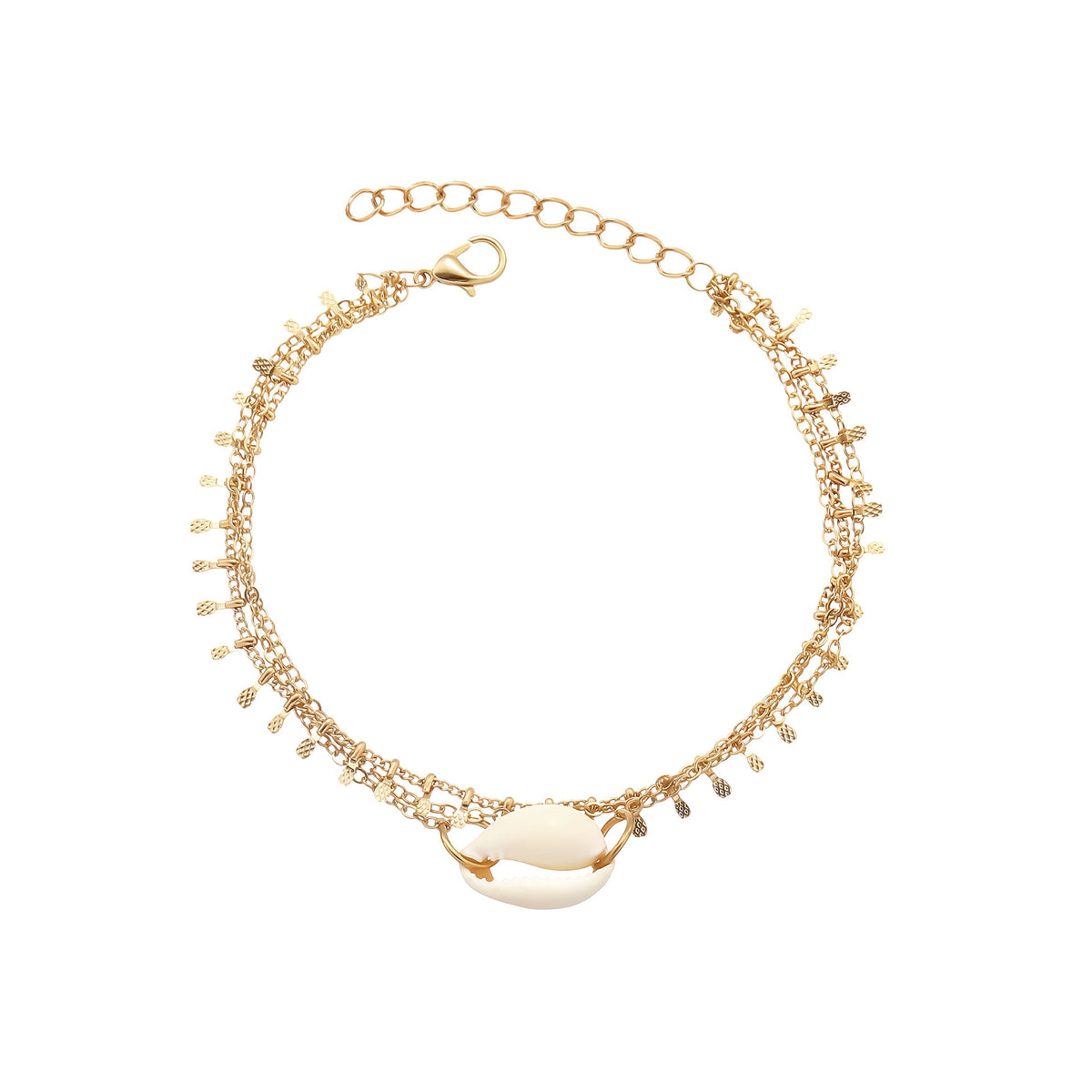 Anklet d'or carré multi-layer mode