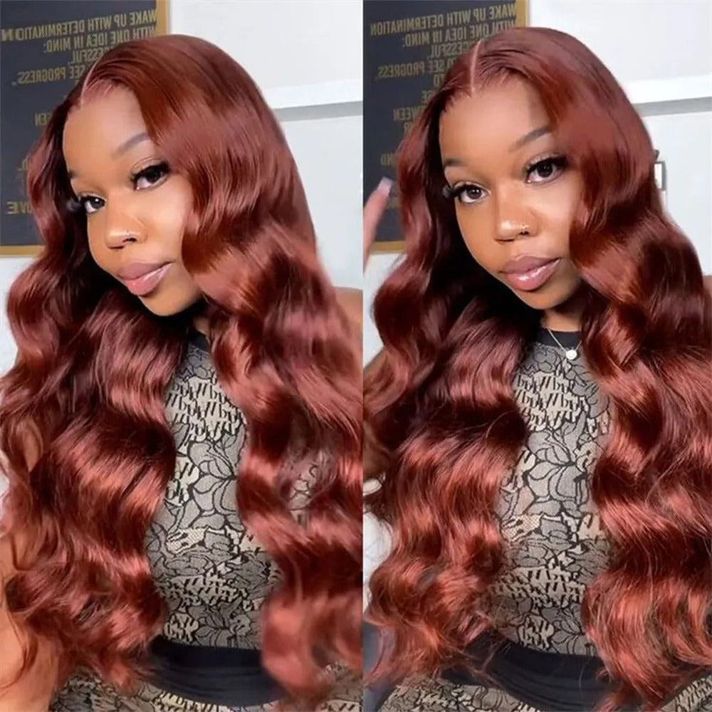 Perruque en dentelle rouge à longs cheveux bouclés Big Wave
