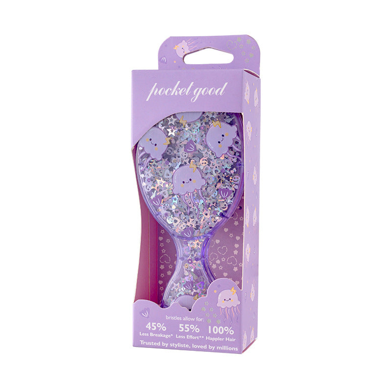 Peigne Sequined Mini Coussin d'air Peigne à cheveux lisse pour enfants Peigne Portable Petit Port