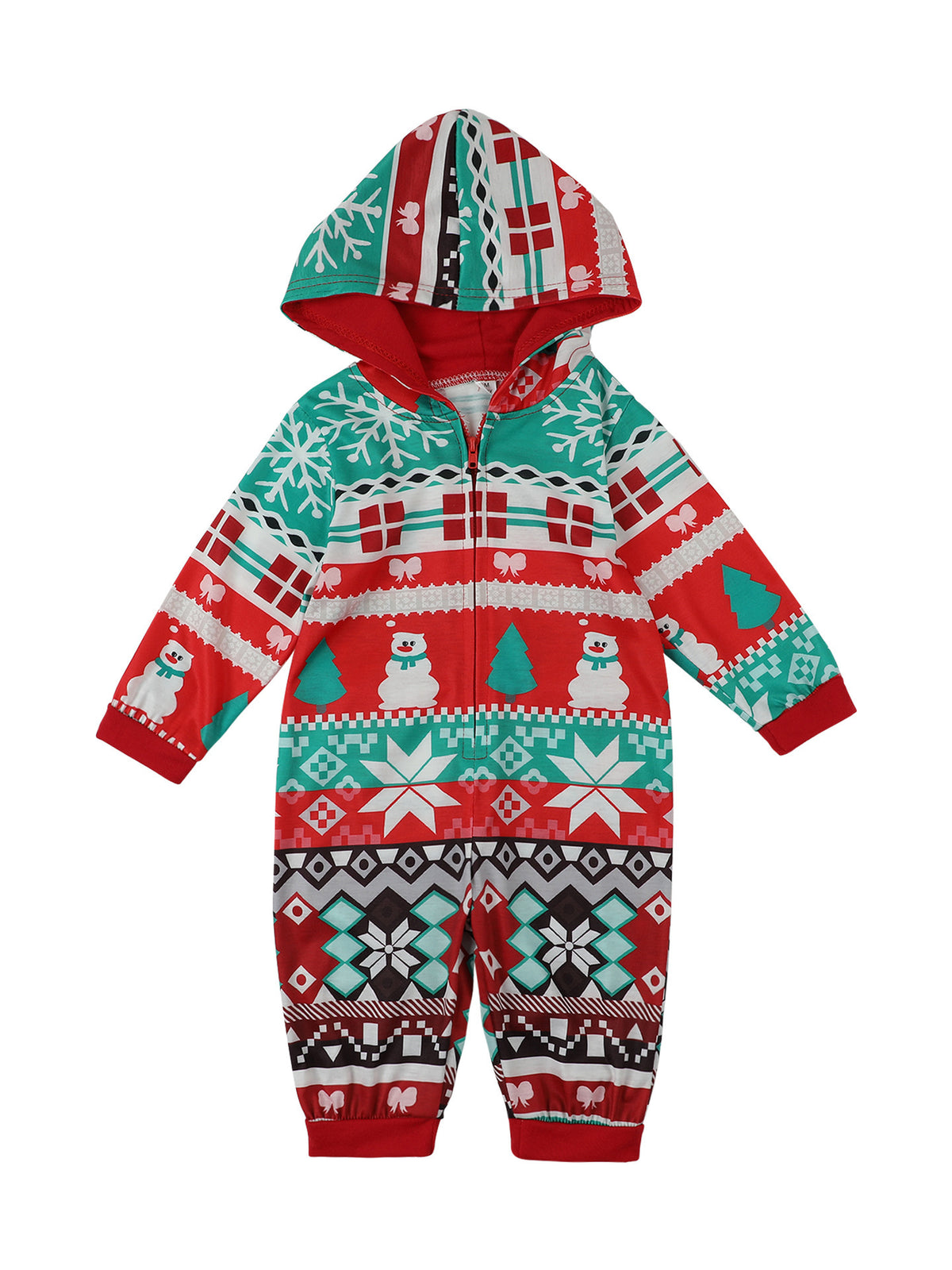 Imprimerie à capuchon de Noël Romper Maison porter une seule pièce Parent-enfant Outfit