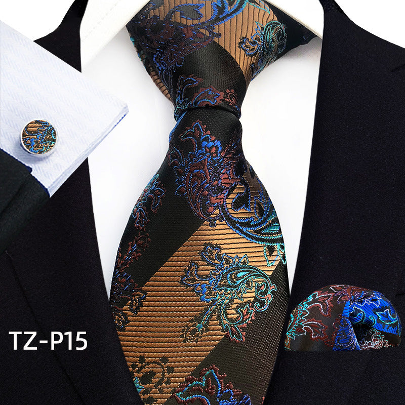 Mens Plaid formal Tie Pocket Square et Cufflinks Ensemble de trois pièces