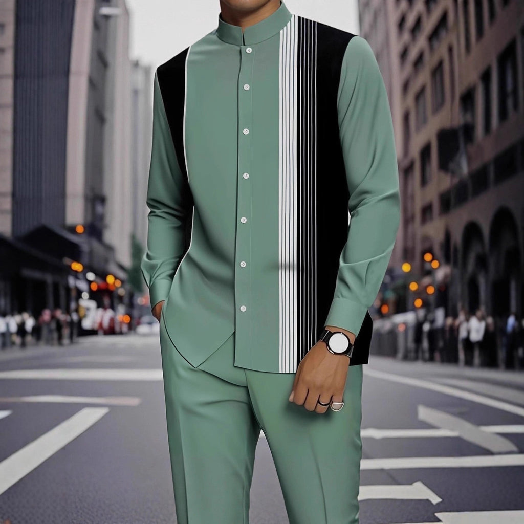 Chemise rayée imprimée homme avec ensemble de boutons noirs