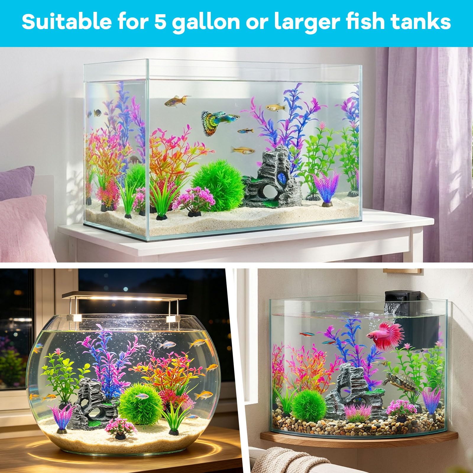 8Pcs Aquarium Decor Set