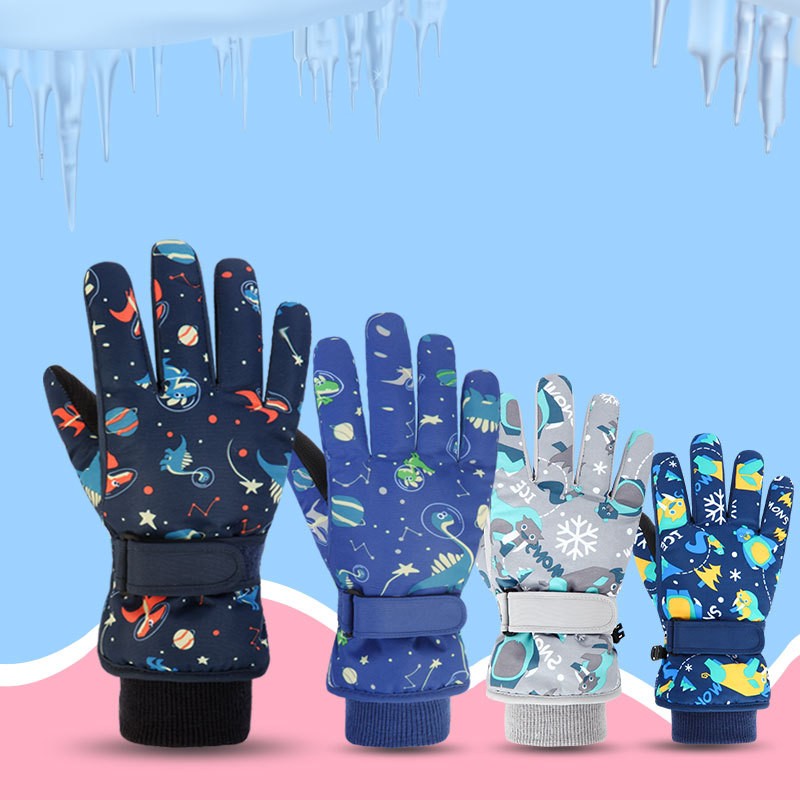 Gants de ski pour enfants avec polaire épais pour la chaleur