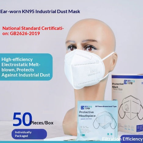 Masque KN95 de qualité industrielle anti-poussière emballé individuellement avec une bande d'éponge