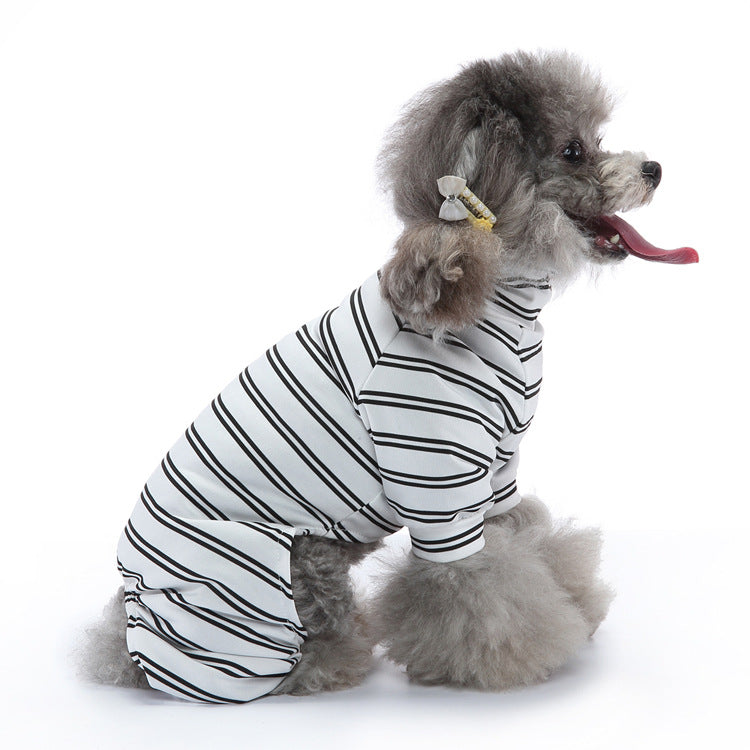 Vêtements de chien d'été rayés maison Pajamas Mince