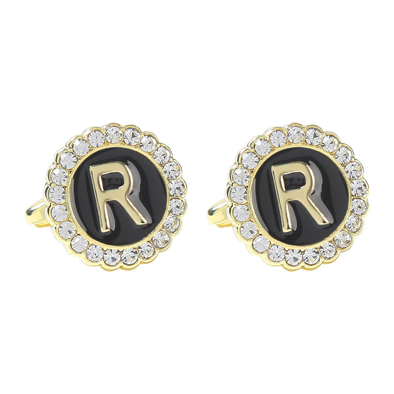 Rond Diamant French Cufflinks 26 lettres pour hommes